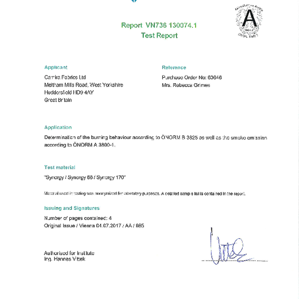 synergy - flammability ONORM_B_3825_A3800-1_ENG